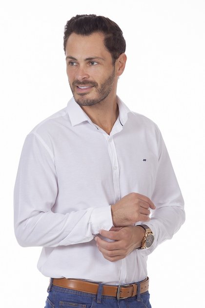 Camisa social masculina com cobre gola diferenciado