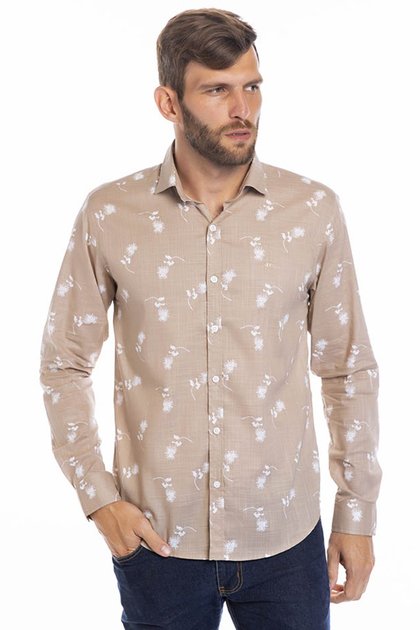 Camisa social masculina estampa floral