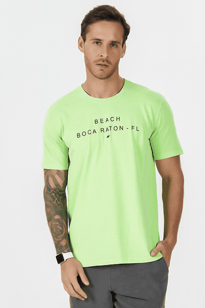02m0326 camiseta masc estonada estampa beach boca raton verde neon 1
