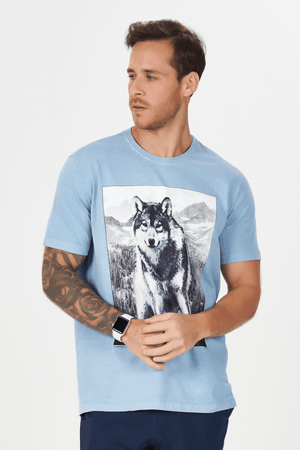 Camiseta Masculina Estonada Lobo Norwegian