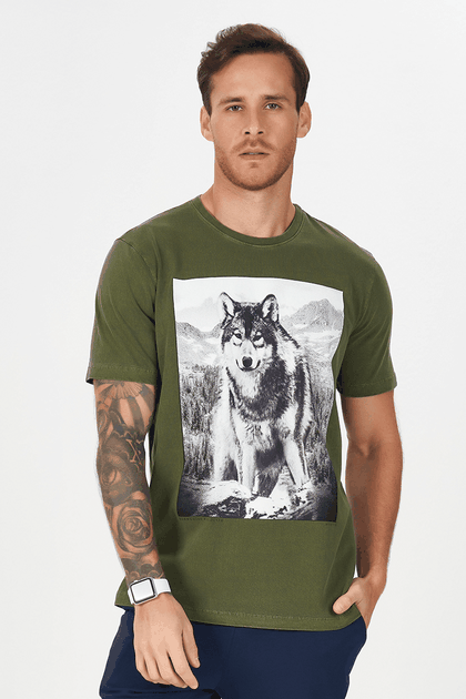Camiseta Masculina Estonada Lobo Norwegian