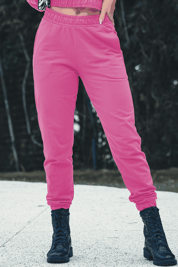calca feminina moletinho jogger com elastico hiatto rosa 05f0075 014