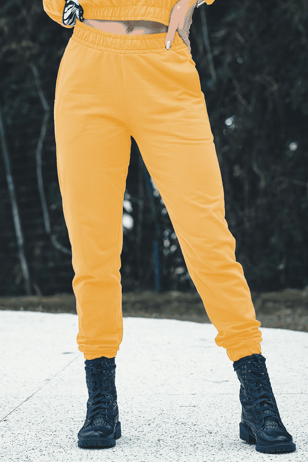 calca feminina moletinho jogger com elastico hiatto amarela 05f0075 005