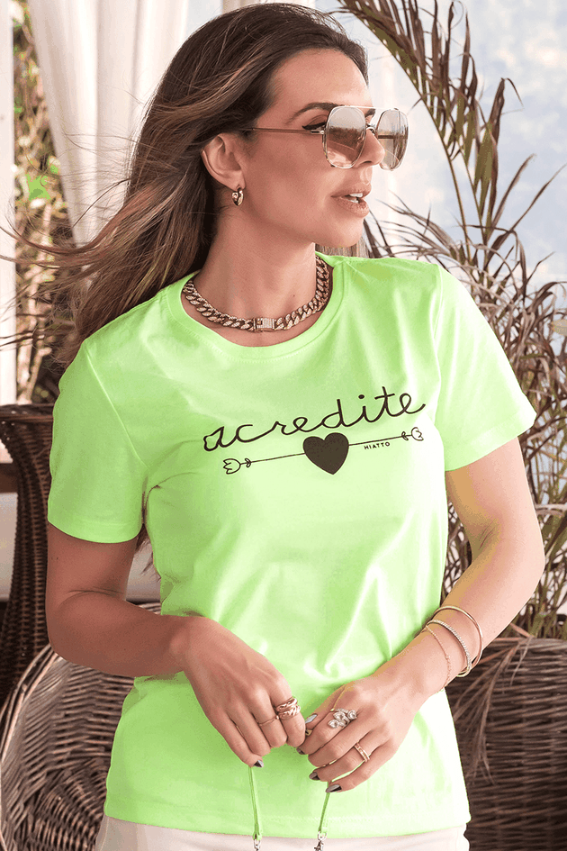camiseta feminina acredite hiatto verde neon 02f0017 069