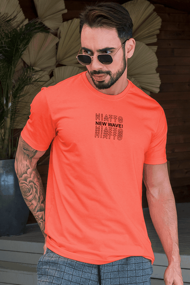 camiseta masculina new wave hiatto laranja 02m0348 060