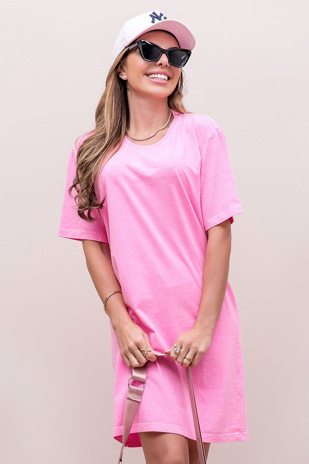 18f0002 068 vestido de malha estonado t shirt hiatto neon rosa 1
